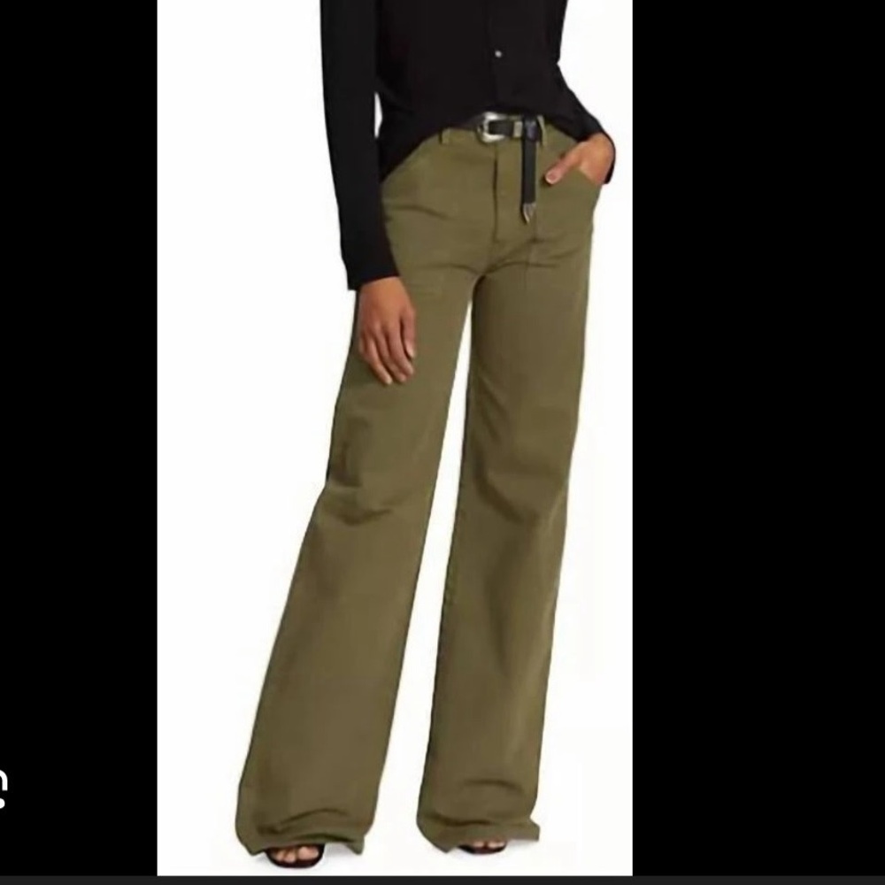 Nili Lotan Olive High-Rise Flare Pants